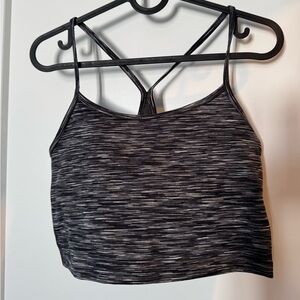 Aerie Black and Gray Striped Crop Top